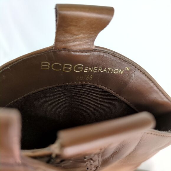BCBGeneration Women's 8B Brown Leather Slouch Western Boots Mid-Calf 3" Heel - Picture 8 of 9